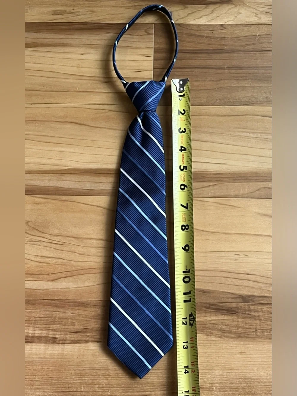 Club Room Boys Navy Blue Striped Pre-Tied Zipper Necktie